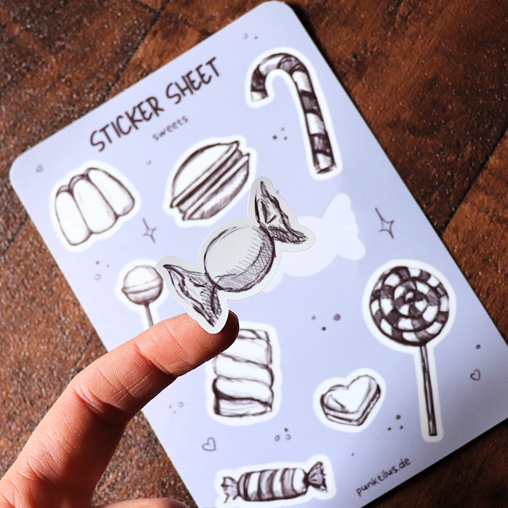 Sweets Sticker Sheet - Nahaufnahme der detaillierten Süßigkeiten-Illustrationen
