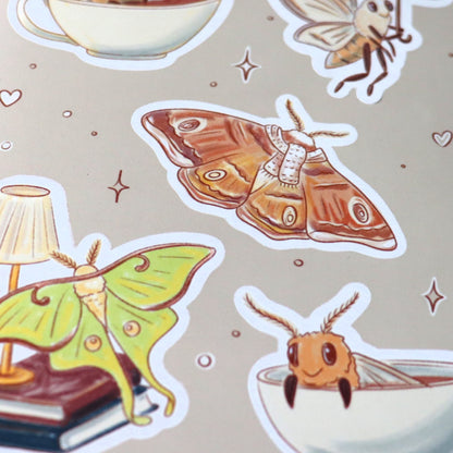 Motten Aufkleber Set - Verschiedene Motten-Designs für Scrapbooking
