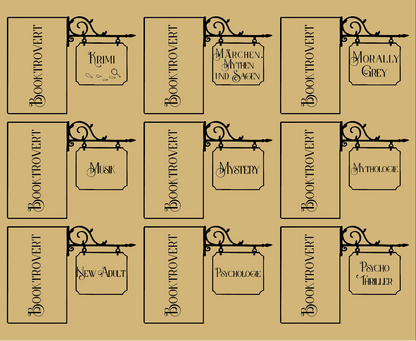 Genreschild Schwarz & Gold - Verschiedene Genre zur Auswahl